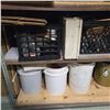 Image 4 : Group of 2 Metal Storage Shelves & Contents - includes Misc. Cables, Tapes, Electrical Components & 