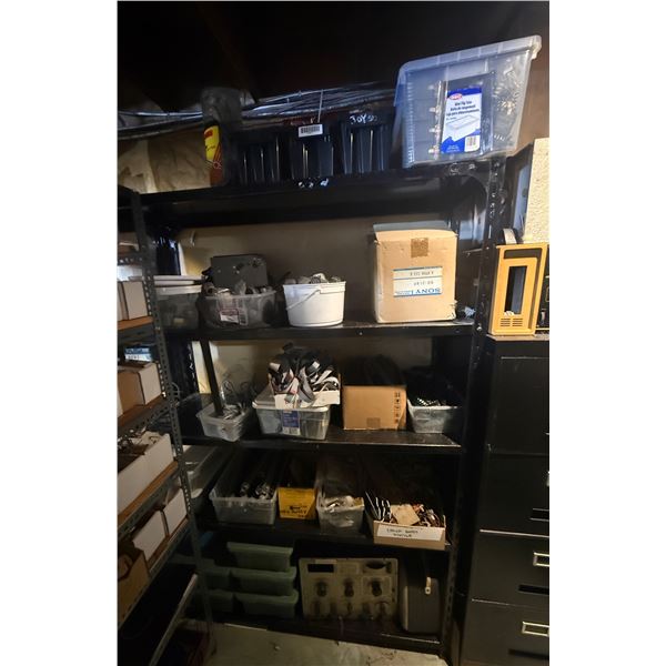 Black Metal Tool Box on wheels & Contents