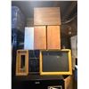 Image 2 : Black Filing Cabinet & Assorted Vintage Speakers - includes contents