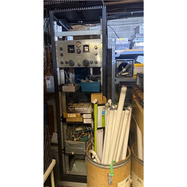 Black Modular Electronics Equipment Rack w/ Various Vintage Instrumentation Panel - includes Bin ful