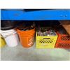 Image 4 : Large Blue Workbench & Contents - includes Hardware, Wooden Shelf, Car Jumper & Copper Cables