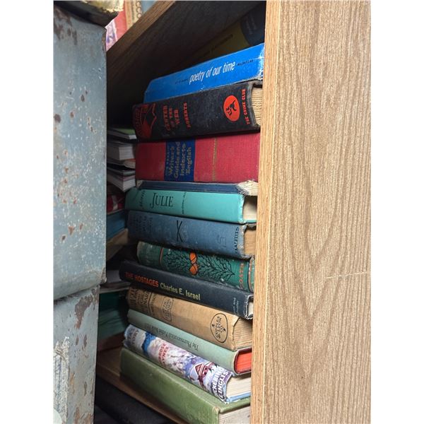 Wooden Shelf & Various Books Content