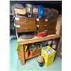 Image 1 : Heavy-Duty Wood Workbench with 8-Drawer Storage Unit & Audio Gear, Rewind Cranks, Reels & Components