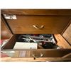 Image 3 : Heavy-Duty Wood Workbench with 8-Drawer Storage Unit & Audio Gear, Rewind Cranks, Reels & Components