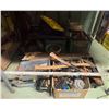 Image 1 : Vintage Bench Grinder, Hand Saws, Axe & Assorted Hand Tools with Storage Bins