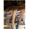 Image 4 : Vintage Bench Grinder, Hand Saws, Axe & Assorted Hand Tools with Storage Bins