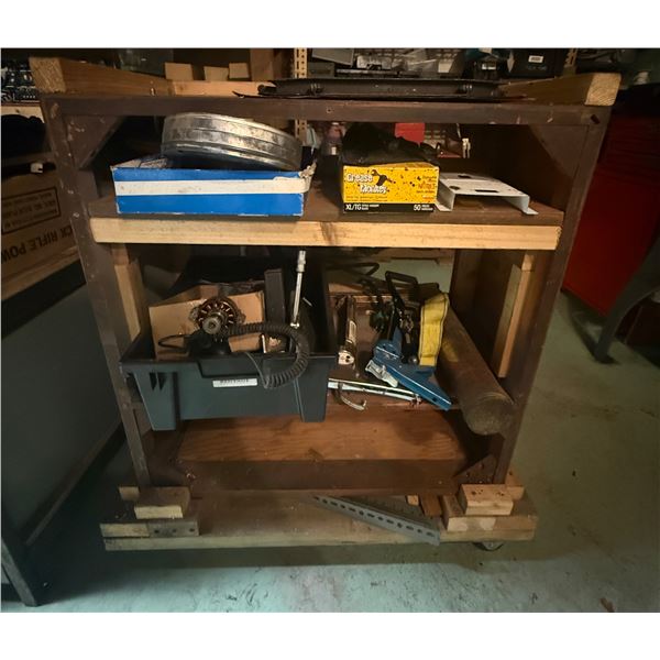 Wood Workshop Stand Cart with Hardware Tray, Hand Tools & Shop Supplies