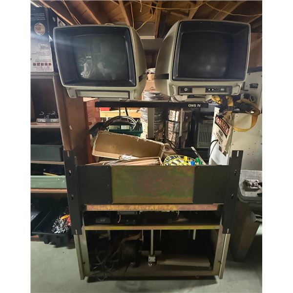 Vintage Synercom GWS IV Dual-Screen CRT CAD/GIS Workstation Terminal & Stand