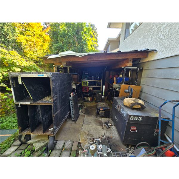 Large Group of Misc - Rope, Electrical Box, Miter Saw, Wire, Parts, Etc.