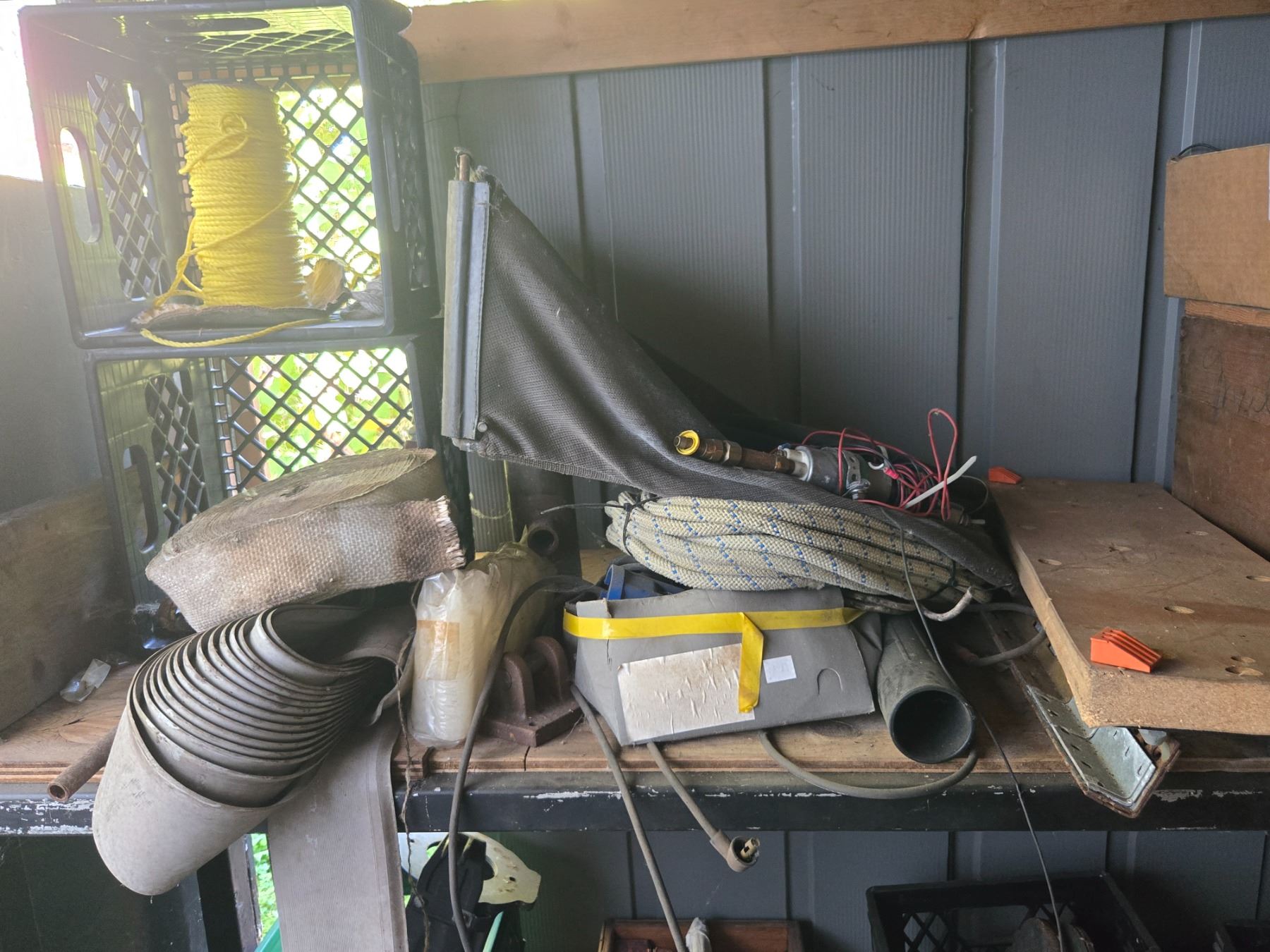 Large Group of Misc - Rope, Electrical Box, Miter Saw, Wire, Parts, Etc.