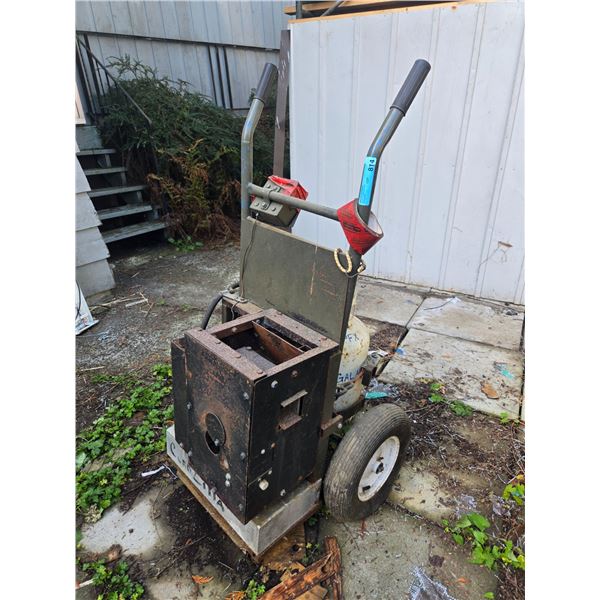 Vintage Propane-Fired Crack Fill Melter Applicator / Walk-Behind Asphalt Seal Cart