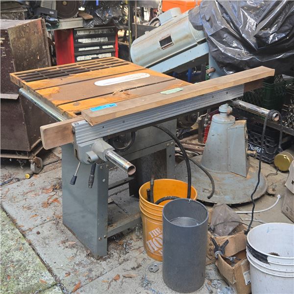 Heavy-Duty Cast Iron Cabinet Table Saw with Rip Fence & Extension Wings