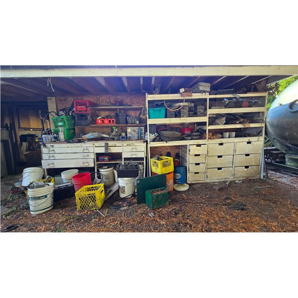 Shop Clearance: Assorted Hardware, Electrical Supplies, Parts Bins & Workshop Contents