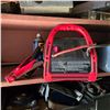 Image 2 : Shelving Unit: Motomaster Battery Chargers, Jump Starter, Hydraulic Cylinders, Hand Tools & Hardware