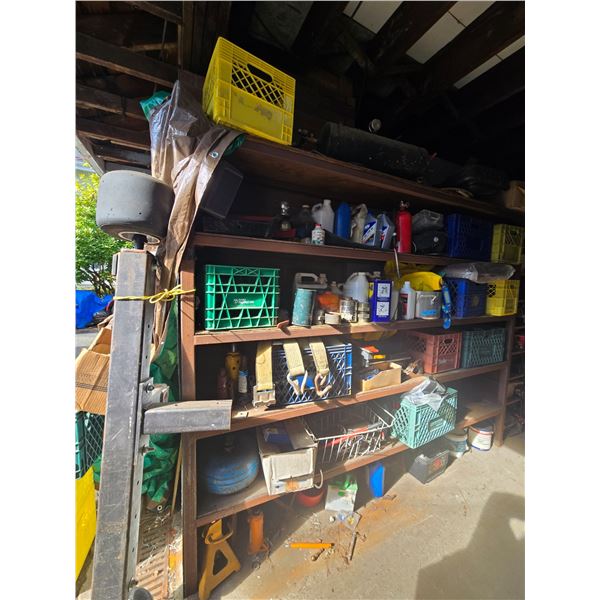 Workshop Shelving - Air Tank, Torque Converter, Jack Stands, Hitch Mount & Shop Supplies
