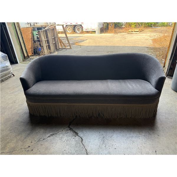 Four Hands Gray Coralie Curved Back Couch with Fringe 82"x30"