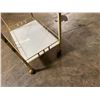 Image 16 : Brass Two Tier Bar Cart (Comsetic Wear/ Chipped Glass)28"x17"x29"