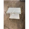 Image 2 : Brass Two Tier Bar Cart (Comsetic Wear/ Chipped Glass)28"x17"x29"
