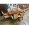 Image 1 : Hickory Manafacturing  Maple Inlaid Dinning Room Table 73"x41"x31" with 8 Hickory White Upholstered 