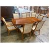 Image 2 : Hickory Manafacturing  Maple Inlaid Dinning Room Table 73"x41"x31" with 8 Hickory White Upholstered 