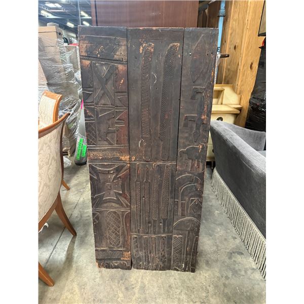 Antique Carved Nupe Door Wall Art 26"x57.5"