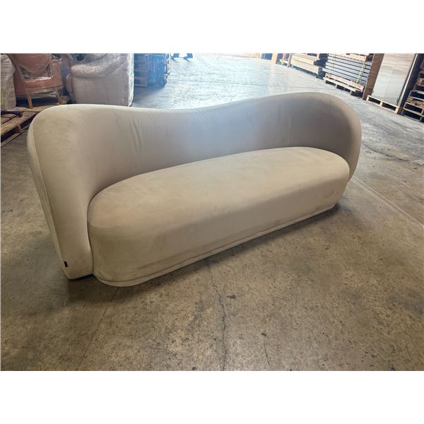 Rove Concepts Beige Curved Couch 88"x32"x14" (Cosmetic Wear)