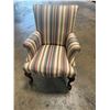 Image 2 : Style Upholstering  Inc. Queen Anne Style Striped Winback Chair 27"x27"x17"