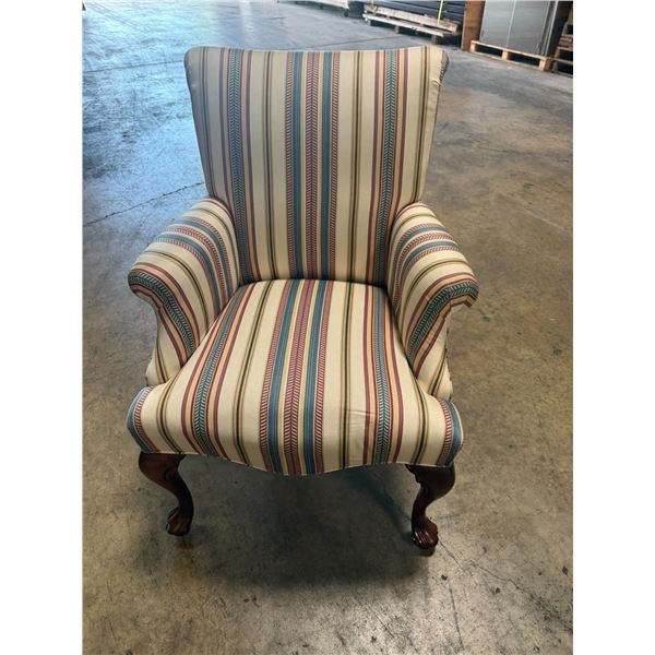 Style Upholstering  Inc. Queen Anne Style Striped Winback Chair 27"x27"x17"