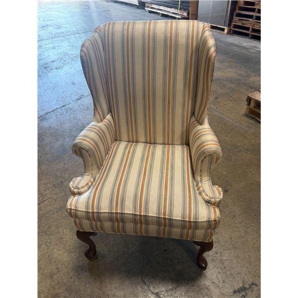 Hickory Chair Company Striped Winback Chair 25"x30"x20"