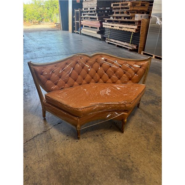 Vintage Tufted Curved Seat 65"X32"x18" (Center of 3 PC Set if Wanted to Make Back to Sectional) (Cos