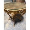 Image 3 : Gold Tone Rococo Style Table with Glass Top 28"x30"