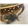 Image 12 : Gold Tone Rococo Style Table with Glass Top 28"x30"