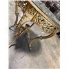 Image 14 : Gold Tone Rococo Style Table with Glass Top 28"x30"