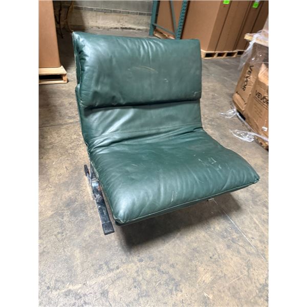 Saporiti Italia Green Leather and Chrome Chair (Cosmetic Wear)