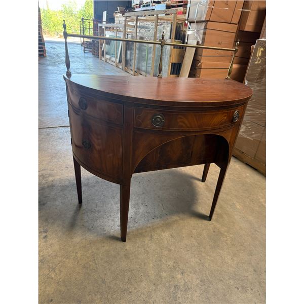Williams Kimp Furniture Mahogany Curved Sideboard with Brass Rail 48"x24"x38" (Cosmetic Wear)