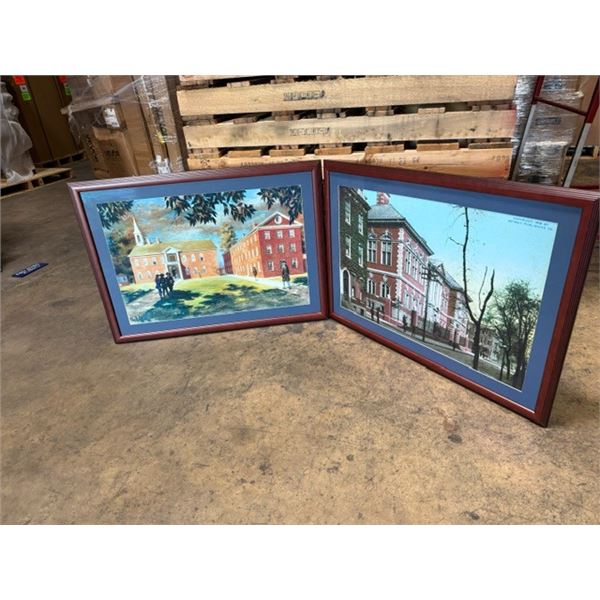 (2) Assorted Building Wall Art 36"x26" (One is Signed)