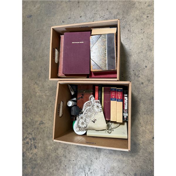 (2) Boxes of Assorted Vintage Books, Cedar Box and More