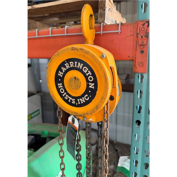 (10136935) Harrington Hoists CF01515 1.5-Ton Chain Hoist 15' Lift (Starts & Runs - See Video)