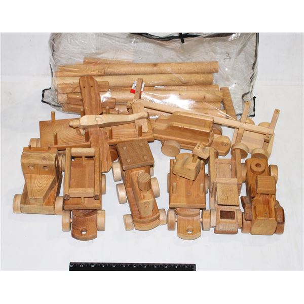 HANDMADE WOOD TOYS, LARGE SET