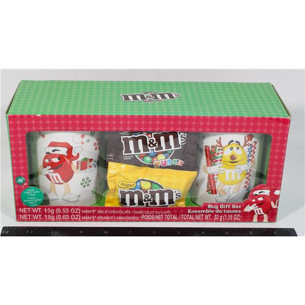 M&MS MUG GIFT SET STILL IN BOX WITH CANDY. CANDY M
