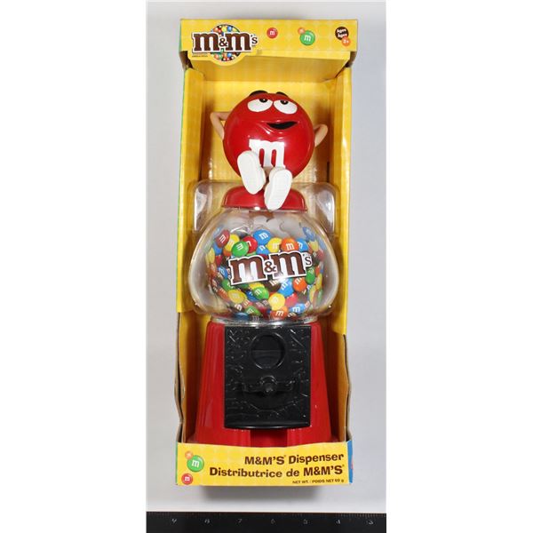 M&M RED GUMBALL STYLE DISPENSER WITH CANDY