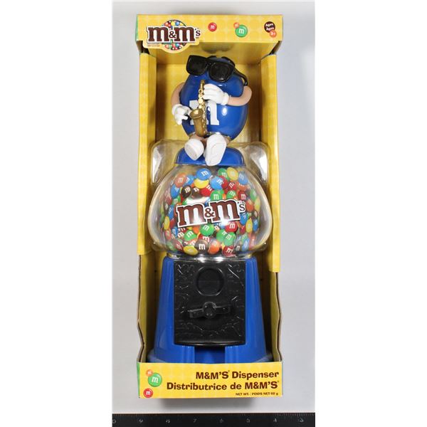 M&M BLUE GUMBALL STYLE DISPENSER WITH CANDY