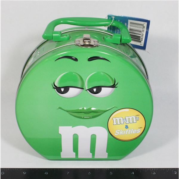 GREEN M&M TIN LUNCHBOX