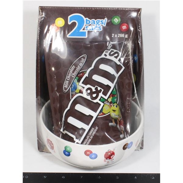 M&M 2 BAGS PLUS M&M THEMED BOWL STILL SEALED