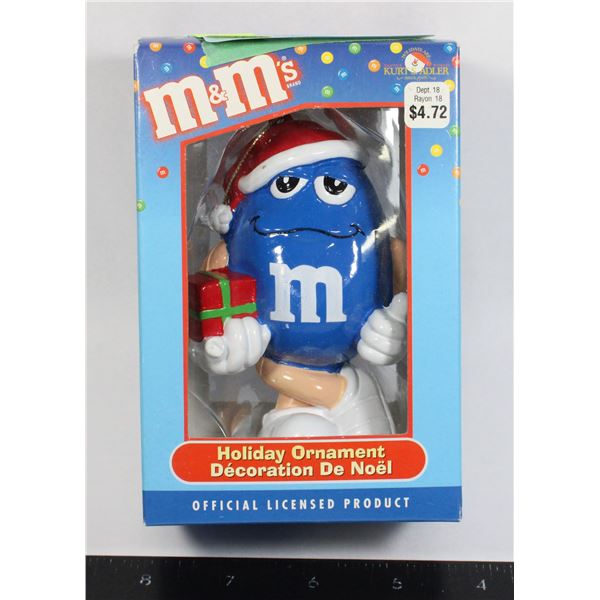 M&MS HOLIDAY ORNAMENT FEATURING BLUE STILL IN BOX