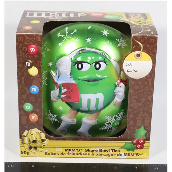 M&MS SHARE BOWL TINS FEATURING GREEN  STILL IN BOX