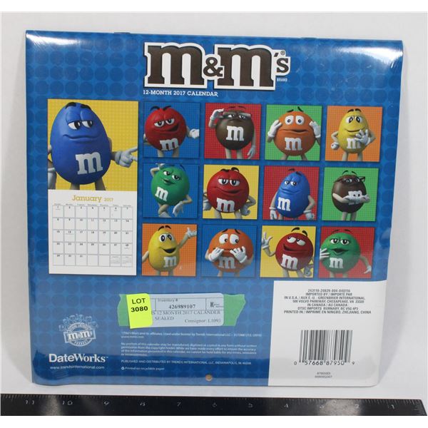 M&MS 12 MONTH 2017 CALANDER STILL SEALED