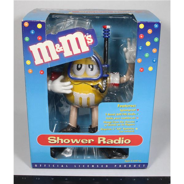 M&M YELLOW SHOWER RADIO STILL IN ORIGINAL BOX