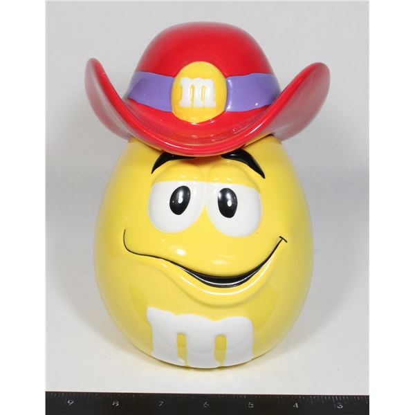 M&M CERAMIC YELLOW JAR WITH COWBOY HAT