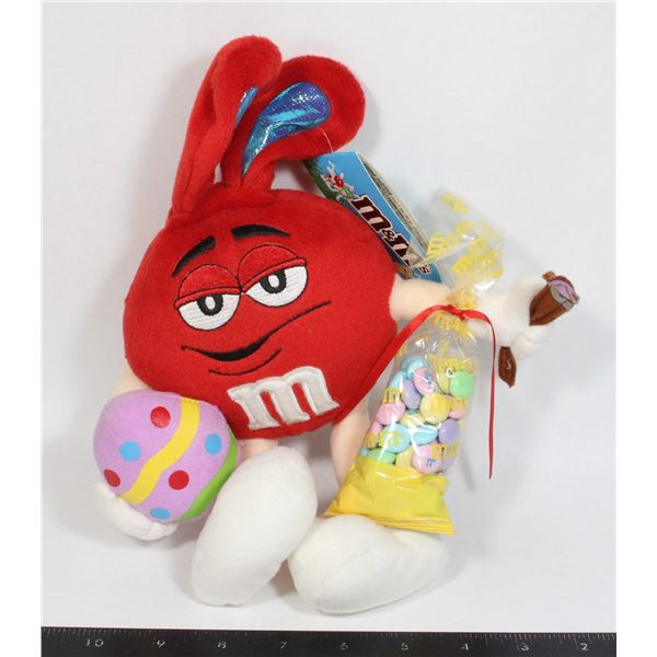 2003 M&M RED EASTER BUNNY PLUSH HOLDING A PAINT